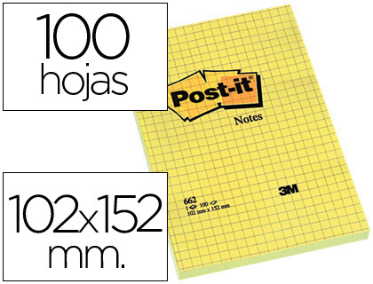 BLOCO DE NOTAS ADESIVAS POST-IT GRANDES QUAD 102X152MM