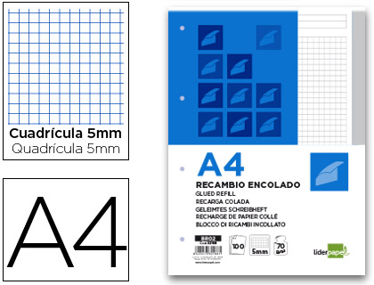 BLOCO/RECARGA LIDERPAPEL COLADO DIN A4 100 F CINZA