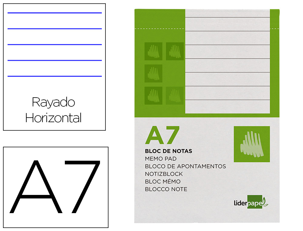 BLOCO DE APONTAMENTOS LIDERPAPEL DIN A7 80 F PAUTADO