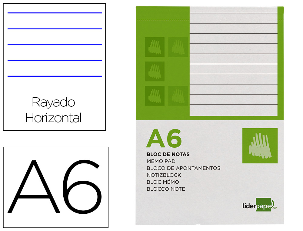 BLOCO DE APONTAMENTOS LIDERPAPEL DIN A6 80 F PAUTADO