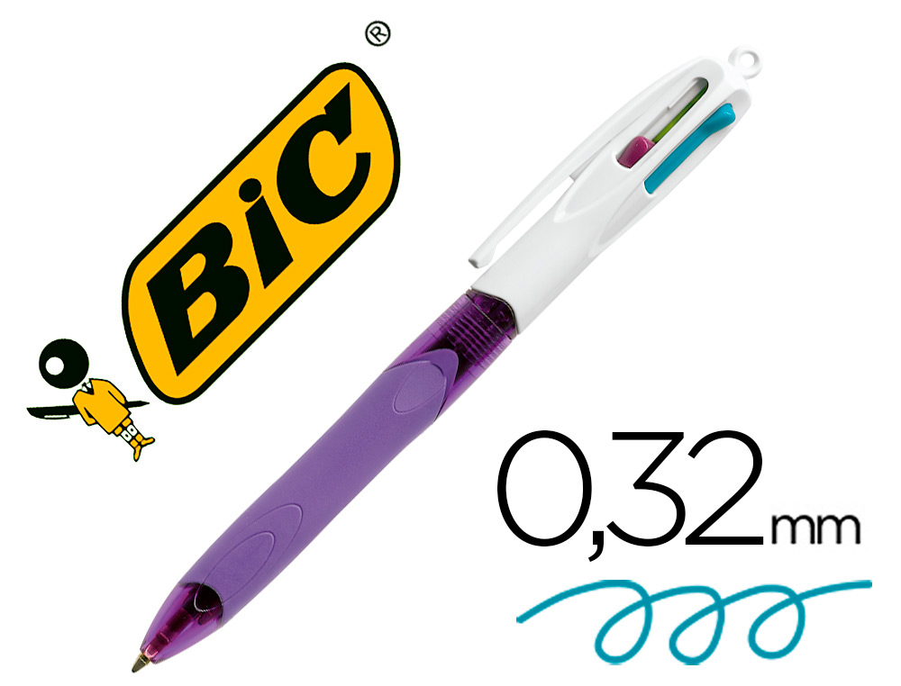 ESFEROGRAFICA BIC QUATRO CORES COM GRIP CORES PASTEL PONTA 1,3 MM