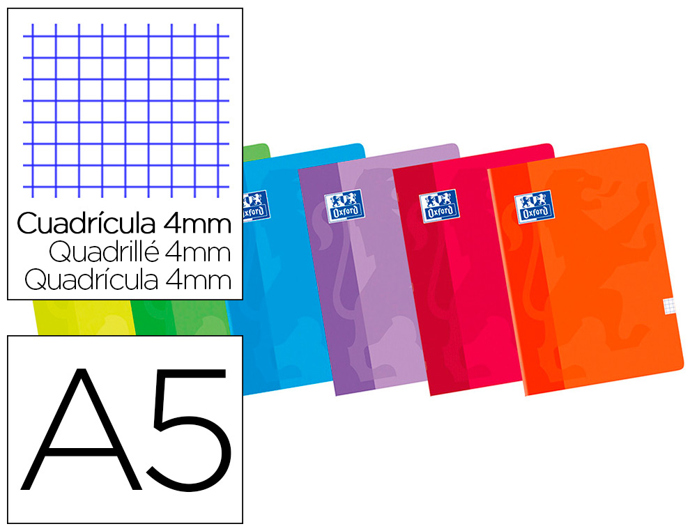 CADERNO AGRAFADO OXFORD DIN A5 48 F QUADRICULADO 4 MM CORES SORTIDAS