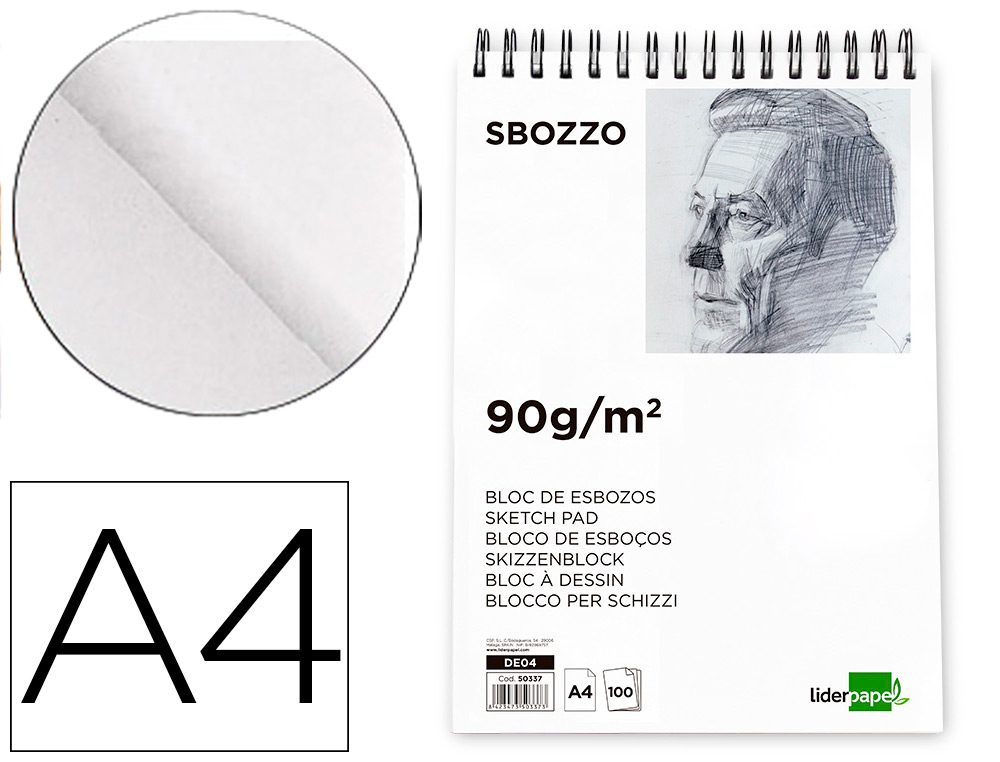 BLOCO DE ESBOCOS LIDERPAPEL ESPIRAL DIN A4 100 FOLHAS 90 GR SEM ESQUADRIA