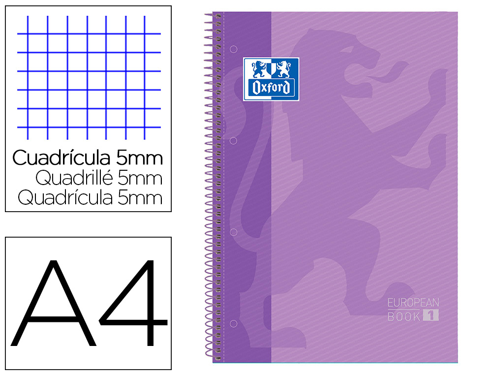 CADERNO ESPIRAL OXFORD CAPA EXTRADURA MICROPERFURADO DIN A4 80 F QUADRICULA 5MM COR LILAS