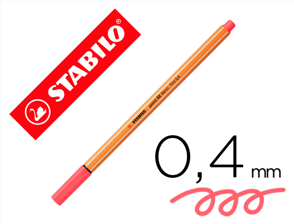MARCADOR STABILO PONTA DE FIBRA POINT 88 VERMELHO NEON