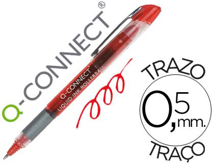 MARCADOR Q-CONNECT ROLLER BALL VERMELHO 0,7 MM