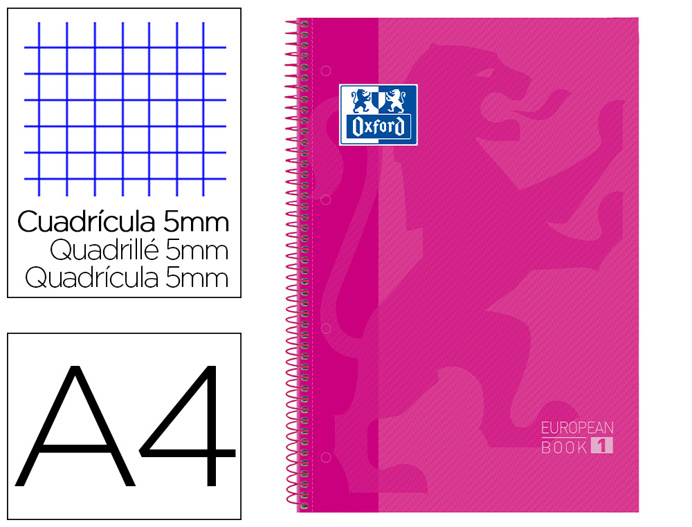 CADERNO ESPIRAL OXFORD CAPA EXTRADURA MICROPERFURADO DIN A4 80 F QUADRICULA 5 MM COR ROSA