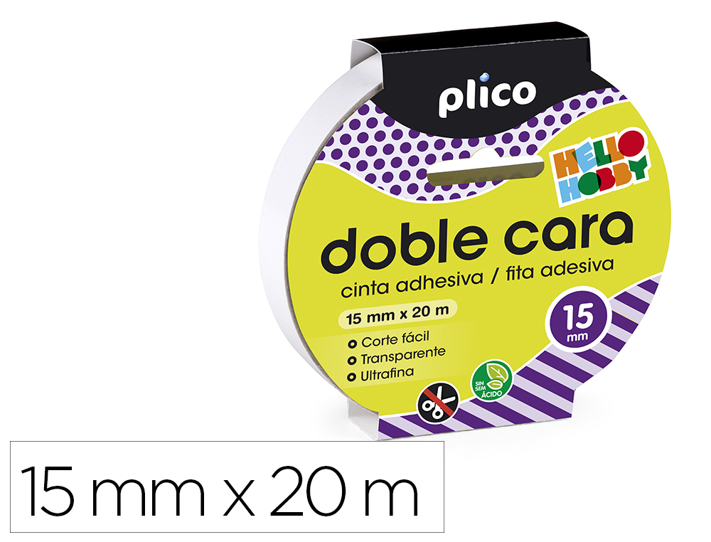 FITA ADESIVA PLICO DUPLA FACE 15MM X 20MT