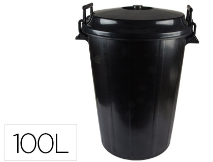 BALDE DE LIXO PRETO COM TAMPA 100L