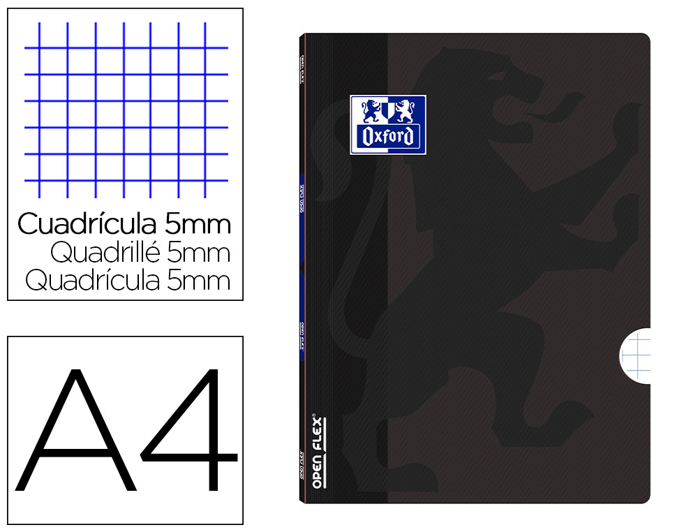 CADERNO AGRAFADO OXFORD OPENFLEX DIN A4 48 F QUADRICULA 5MM COR PRETO