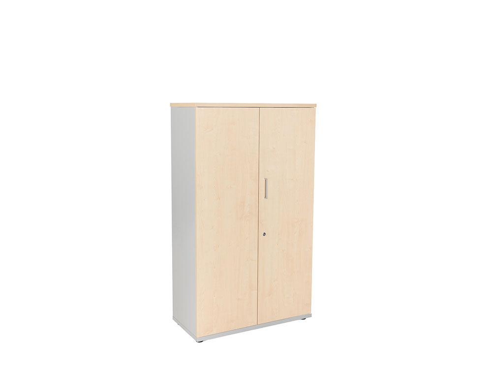 ARMARIO ROCADA COM TRES PRATELEIRAS E DUAS PORTAS INTEIRAS SERIE STORE 156X90X45 CM ACABAMENTO AB01 ALUMINIO/FAIA