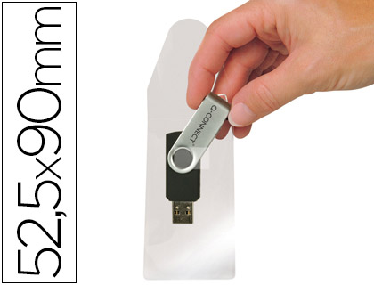 BOLSA AUTOADESIVA Q-CONNECT PARA MEMORIAS USB CAPACIDADE PARA 10 UNIDADES 52,5X 90 MM