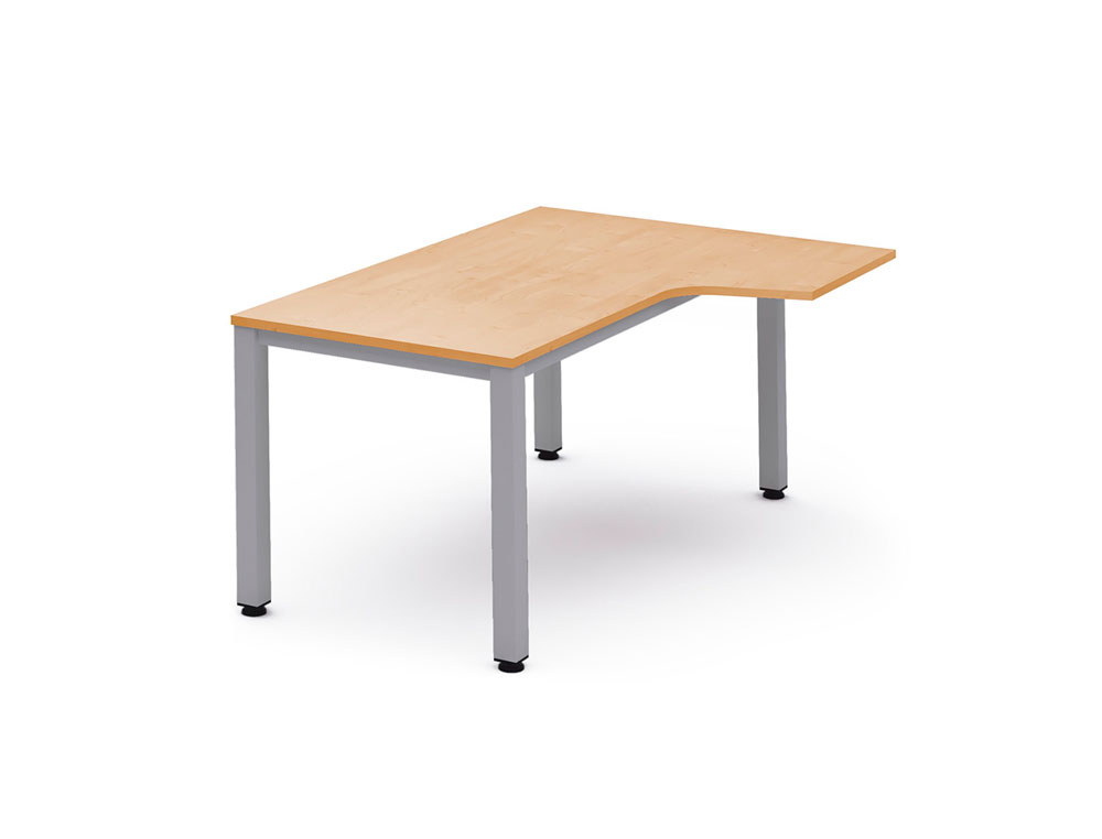 MESA DE ESCRITORIO ROCADA SERIE EXECUTIVE FORMA EM L DIREITA 160X120 CM ACABAMENTO AD01 ALUMINIO/FAIA