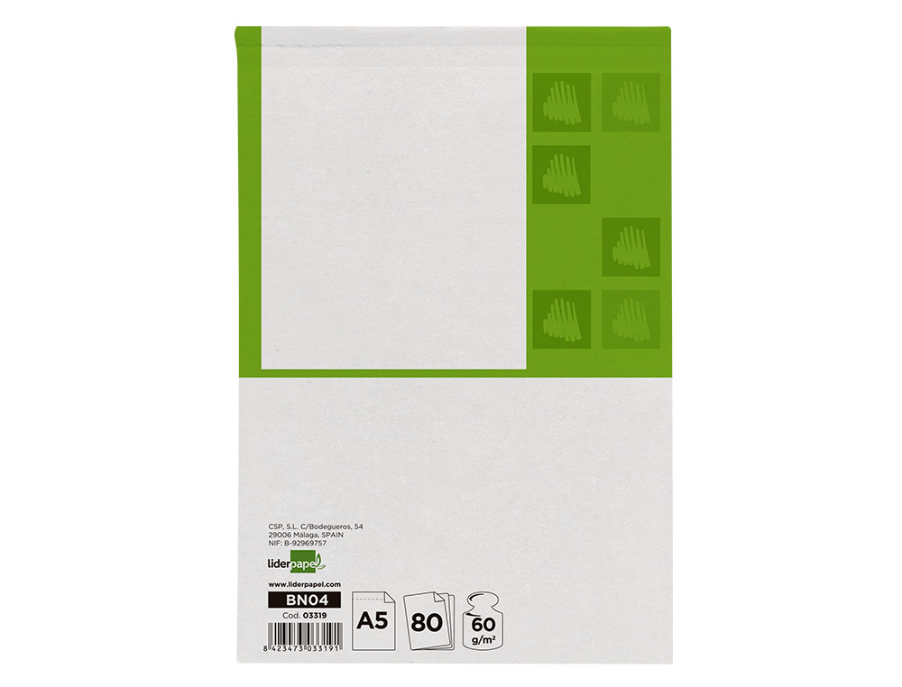 BLOCO DE APONTAMENTOS LIDERPAPEL DIN A5 80 F LISO