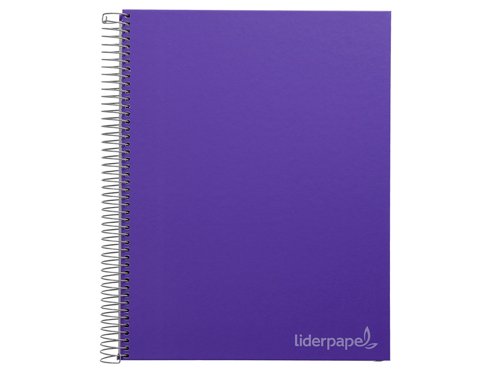 CADERNO ESPIRAL LIDERPAPEL DIN A4 JOLLY CAPA FORRADA 140 F 75 GR QUADRICULA 5MM 5 BANDAS DE CORES 4 FUROS COR LILAS