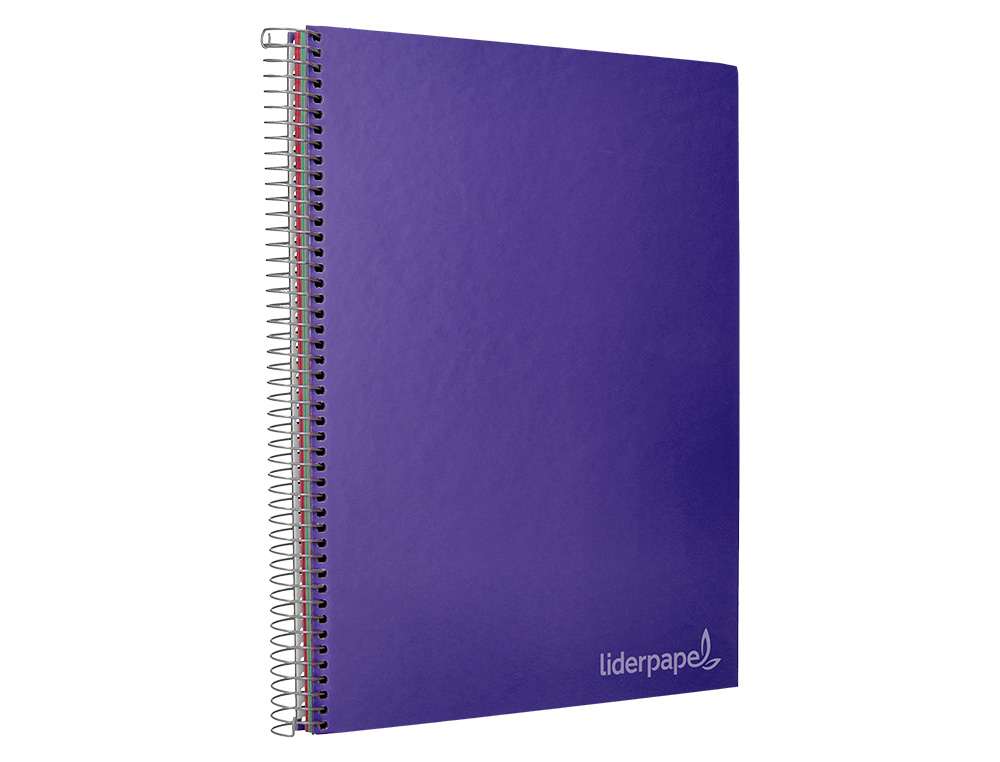 CADERNO ESPIRAL LIDERPAPEL DIN A4 JOLLY CAPA FORRADA 140 F 75 GR QUADRICULA 5MM 5 BANDAS DE CORES 4 FUROS COR LILAS