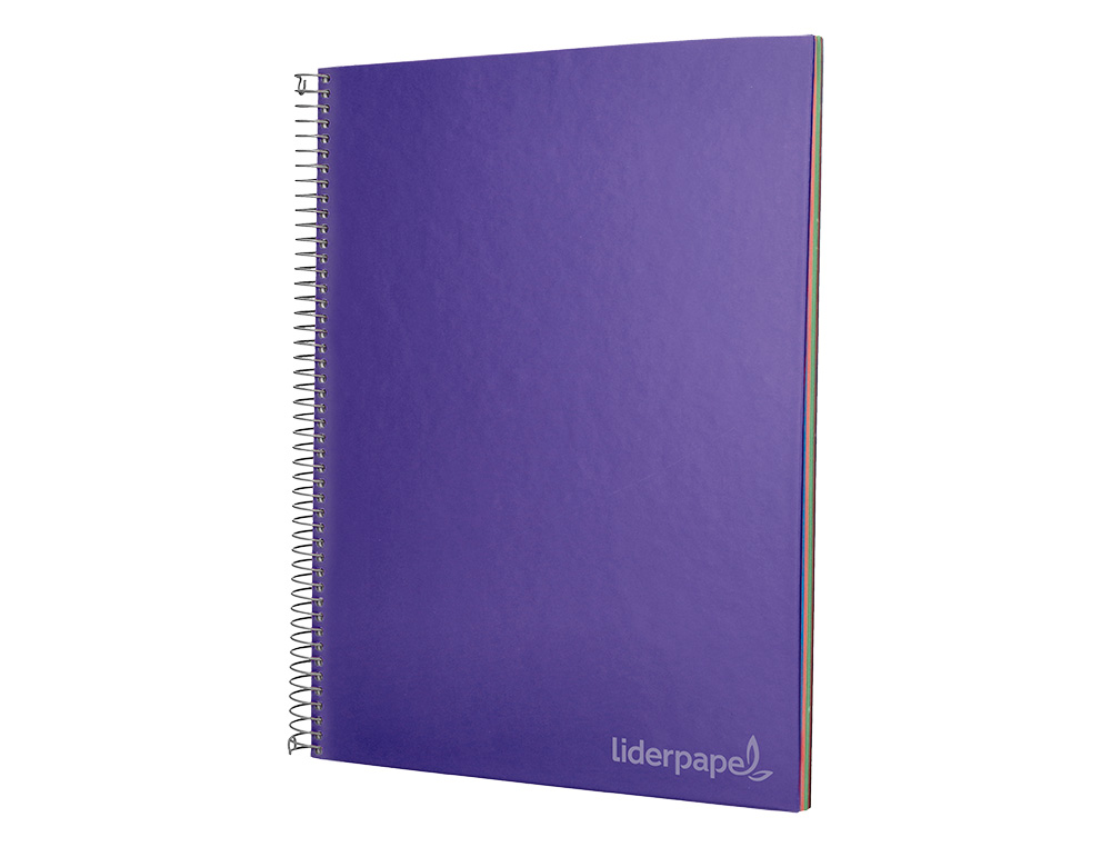CADERNO ESPIRAL LIDERPAPEL DIN A4 JOLLY CAPA FORRADA 140 F 75 GR QUADRICULA 5MM 5 BANDAS DE CORES 4 FUROS COR LILAS