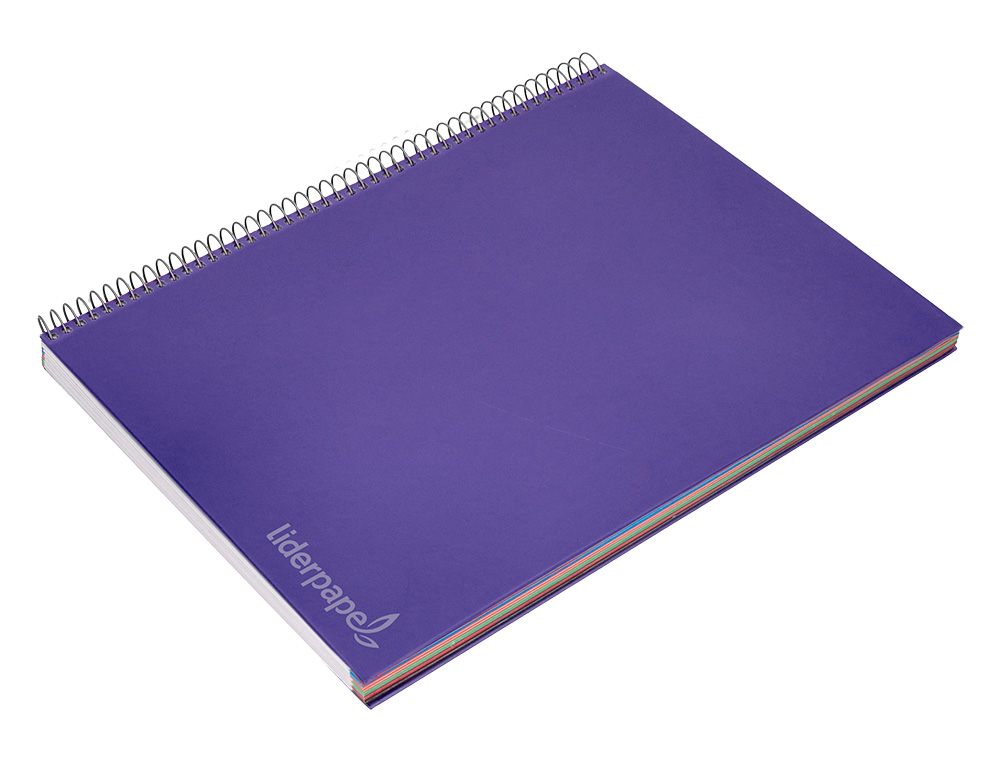 CADERNO ESPIRAL LIDERPAPEL DIN A4 JOLLY CAPA FORRADA 140 F 75 GR QUADRICULA 5MM 5 BANDAS DE CORES 4 FUROS COR LILAS