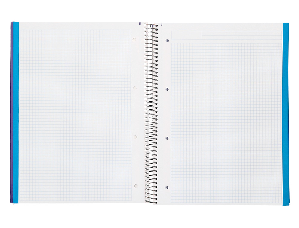 CADERNO ESPIRAL LIDERPAPEL DIN A4 JOLLY CAPA FORRADA 140 F 75 GR QUADRICULA 5MM 5 BANDAS DE CORES 4 FUROS COR LILAS