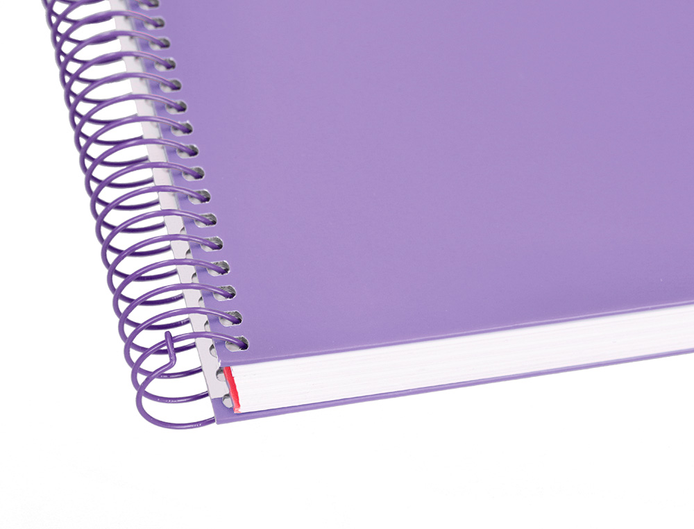 CADERNO ESPIRAL LIDERPAPEL CRAFTY MICRO DIN A4 CAPA FORRADA 120 F 90 GR QUADRICULA 5MM 5 BANDAS DE CORES 4 FUROS COR VIO