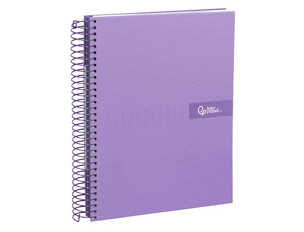CADERNO ESPIRAL LIDERPAPEL CRAFTY MICRO DIN A4 CAPA FORRADA 120 F 90 GR QUADRICULA 5MM 5 BANDAS DE CORES 4 FUROS COR VIO