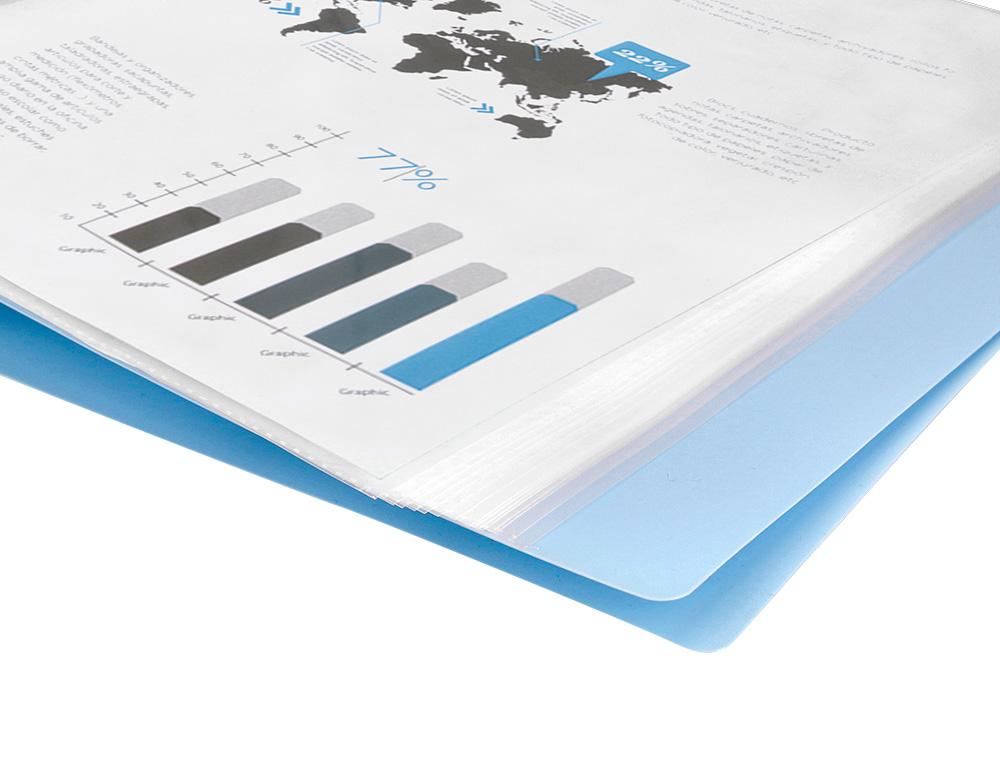 CAPA CATALOGO LIDERPAPEL 10 BOLSAS POLIPROPILENO DIN A4 CELESTE OPACO