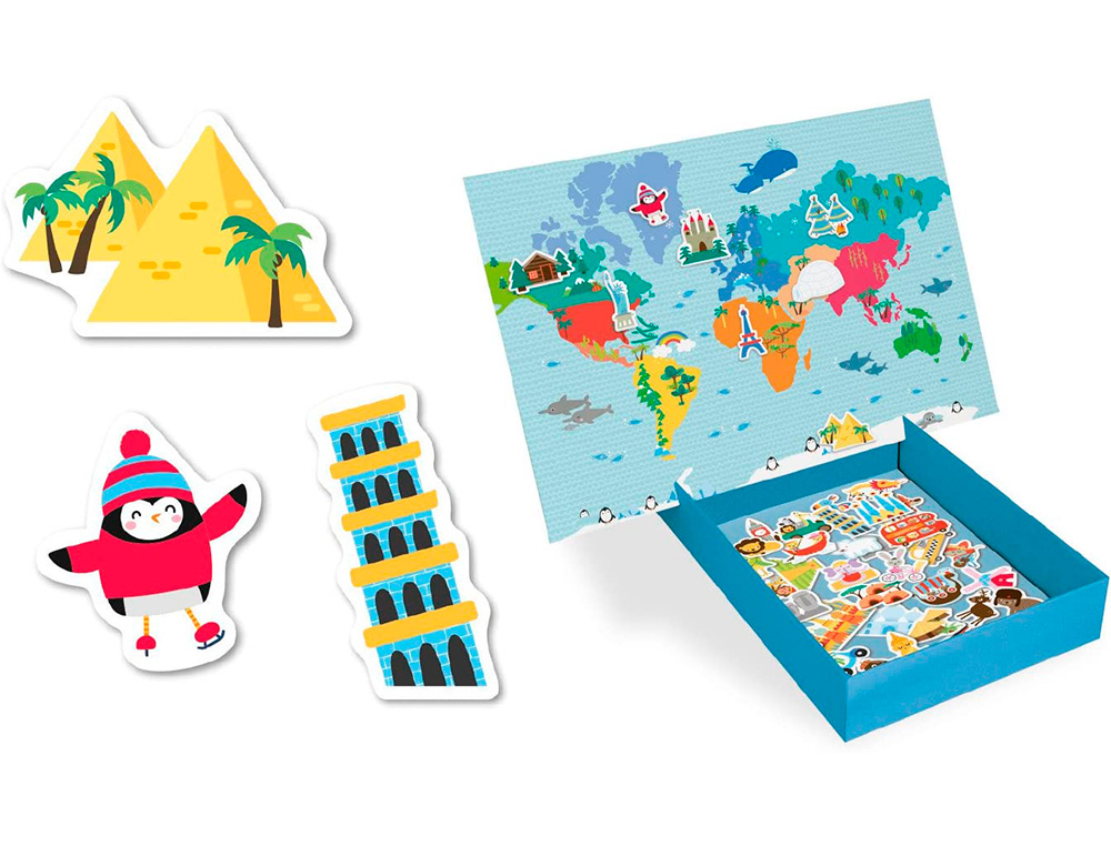 JOGO APLI DIDACTICO MAGNETICO MAPA MUNDO 40 PECAS