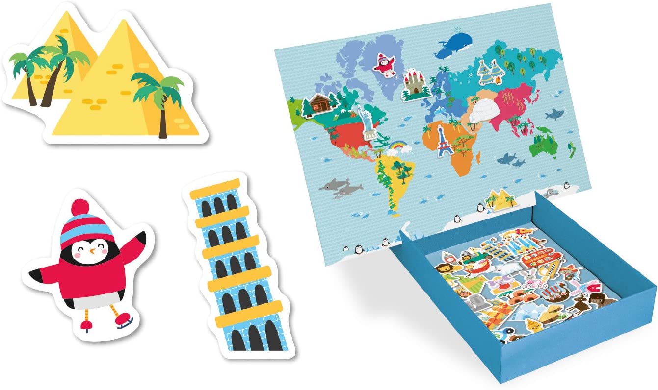 JOGO APLI DIDACTICO MAGNETICO MAPA MUNDO 40 PECAS