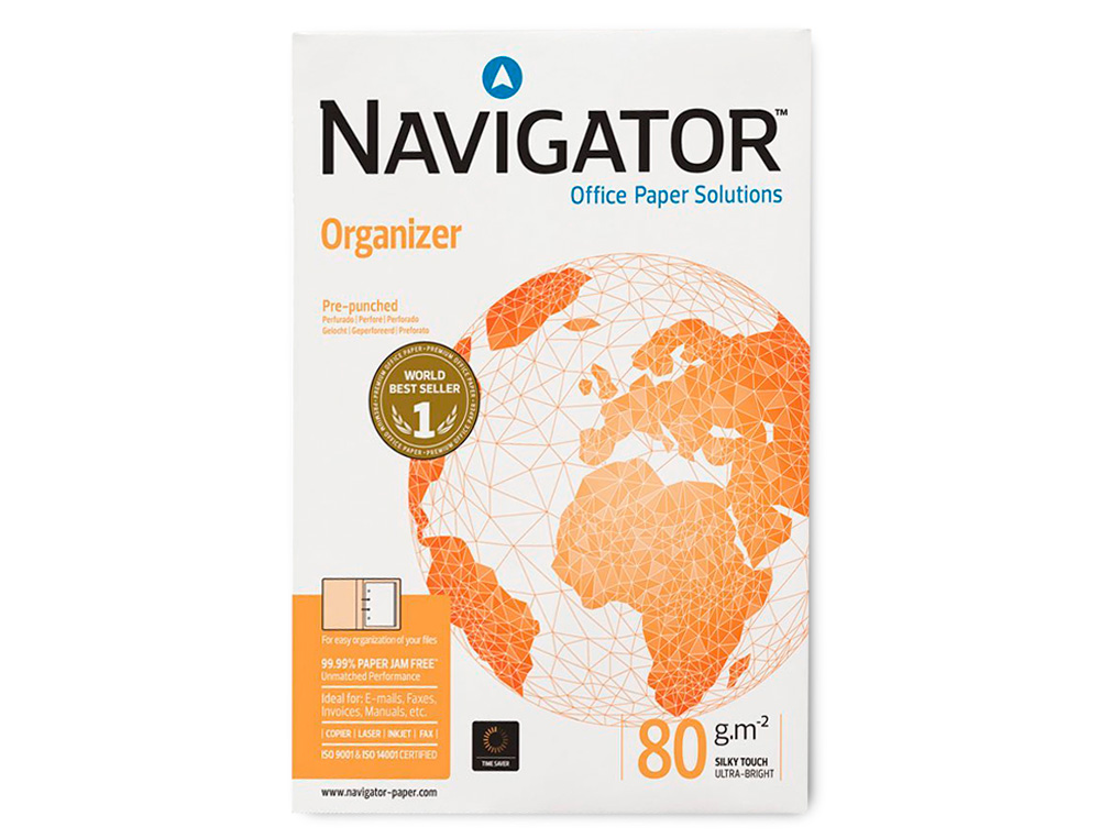 PAPEL FOTOCOPIA NAVIGATOR DIN A4 80 GR 2 FUROS PAPEL MULTIUSOS TINTEIROS E LASER EMBALAGEM DE 500 FOLHAS