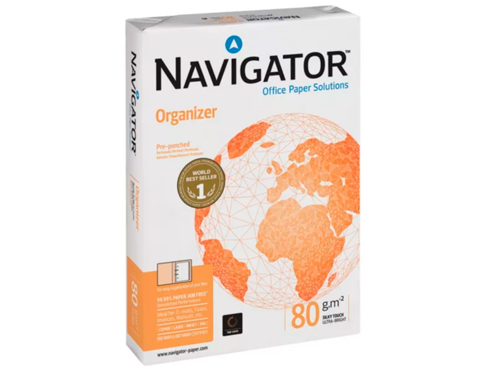 PAPEL FOTOCOPIA NAVIGATOR DIN A4 80 GR 2 FUROS PAPEL MULTIUSOS TINTEIROS E LASER EMBALAGEM DE 500 FOLHAS