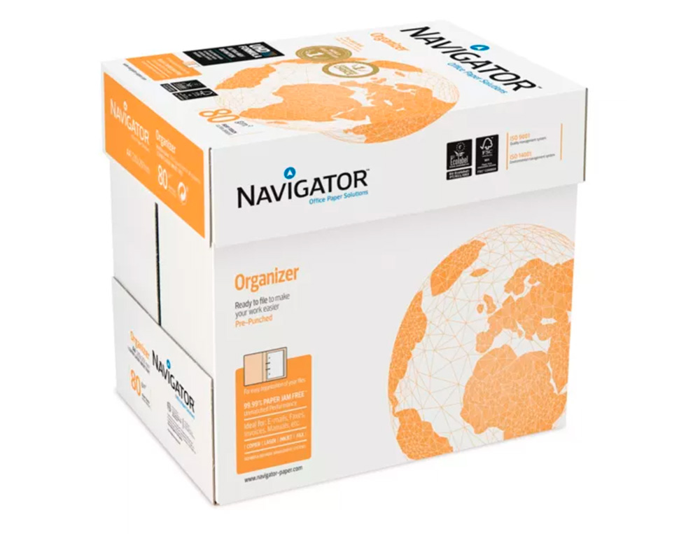 PAPEL FOTOCOPIA NAVIGATOR DIN A4 80 GR 2 FUROS PAPEL MULTIUSOS TINTEIROS E LASER EMBALAGEM DE 500 FOLHAS