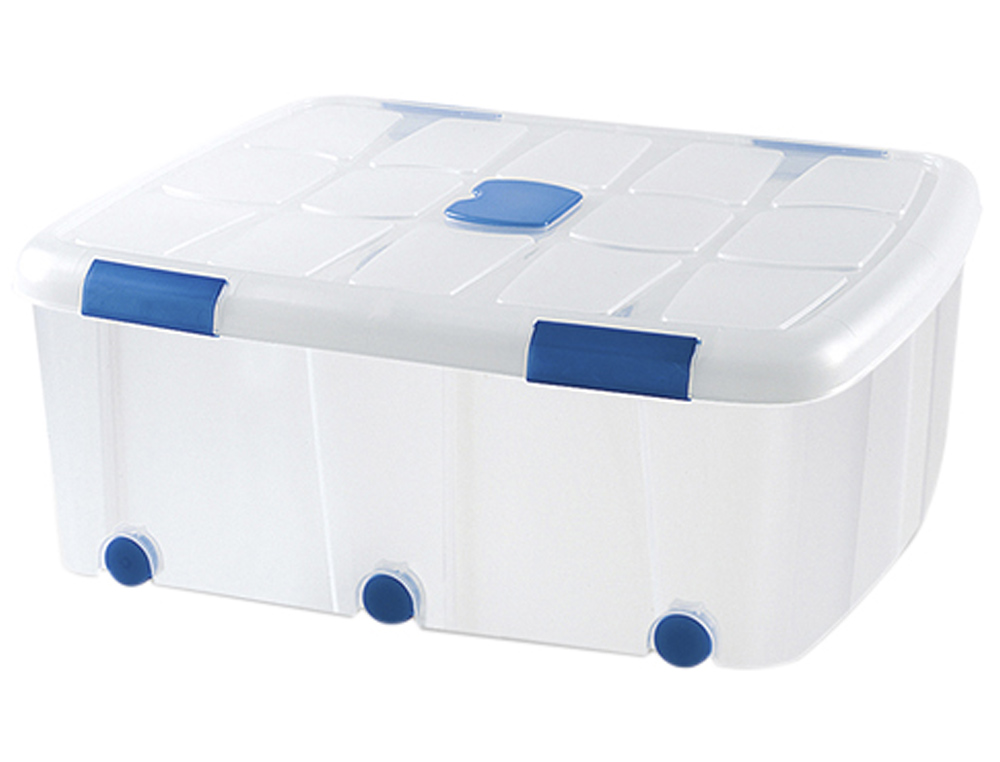 CAIXA DE ARMAZENAGEM PLASTICFORTE 100 LITROS Nº 15 TRANSPARENTE COM TAMPA 330X800X600 MM