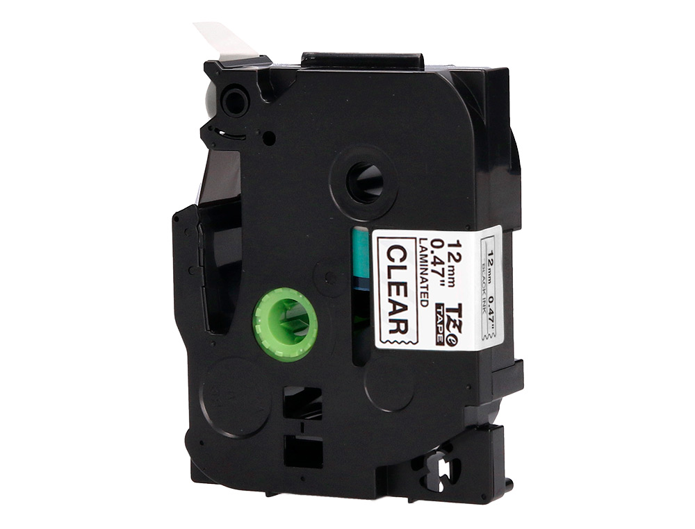 FITA Q-CONNECT TZE-131 TRANSPARENTE-PRETA 12MM COMPRIMENTO 8 MT