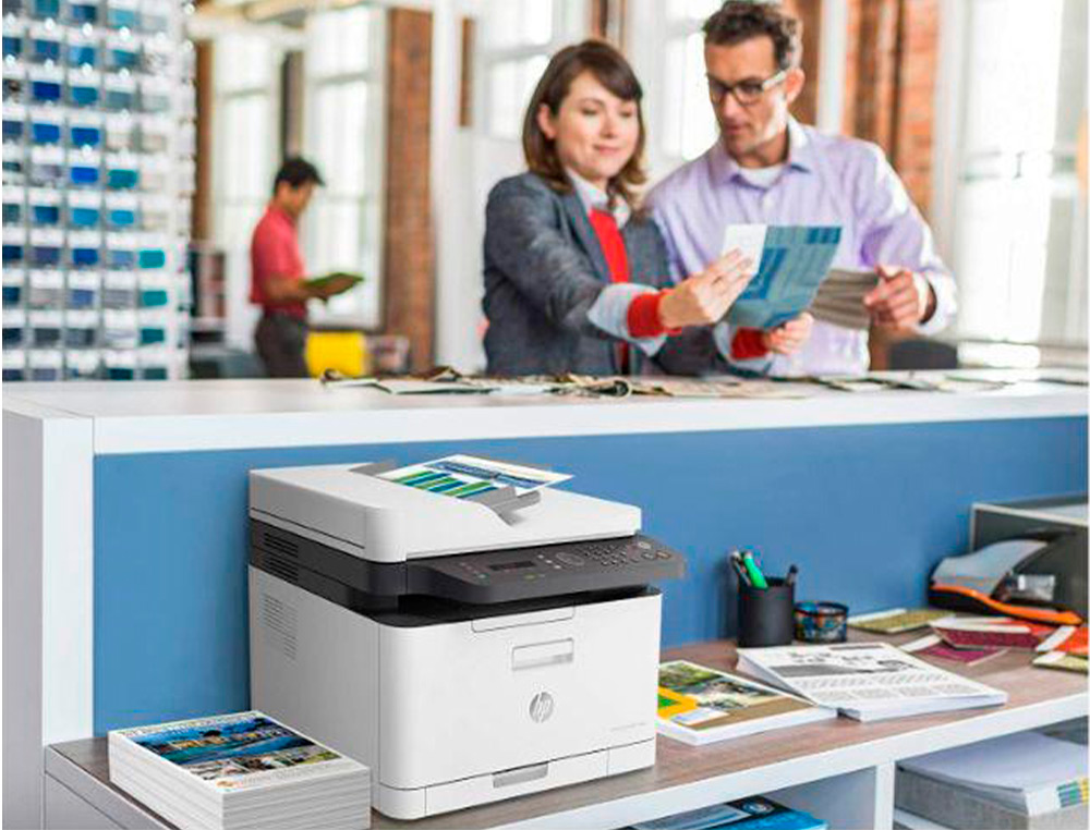 MULTIFUNCOES HP COLOR LASER 179FNW FAX ETHERNET WIFI 18 PRETO 4 COLOR PPM BANDEJA 150 FOLHAS SCANNER COPIADORA IMPRESSOR