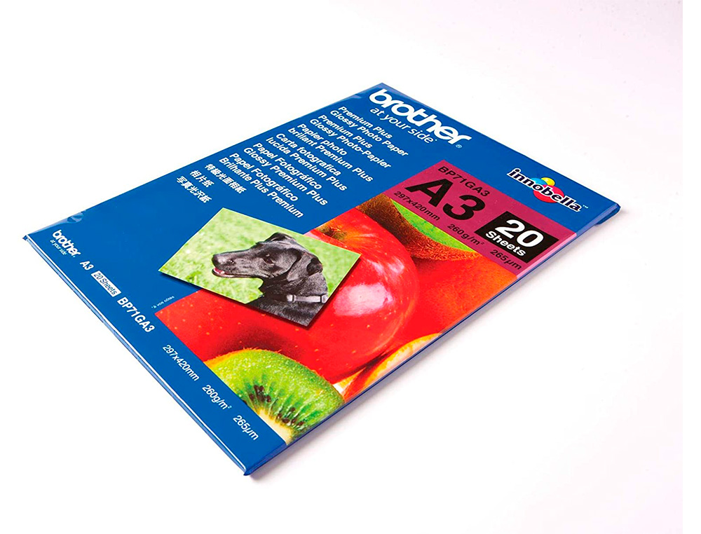 PAPEL FOTO BROTHER BRILHANTE A3 260 GR EMBALAGEM DE 20 FOLHAS