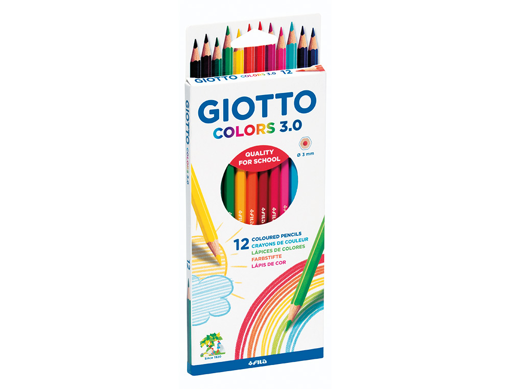 LAPIS DE COR GIOTTO COLORS 3.0 CAIXA DE 12 CORES MINA 3 MM