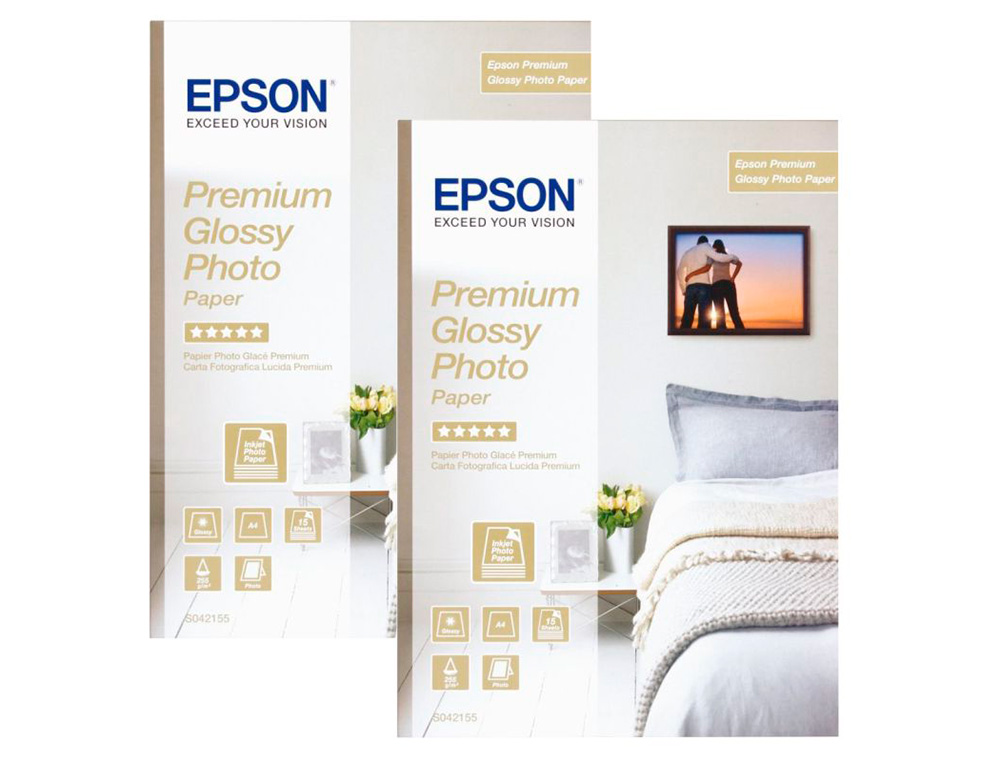 PAPEL FOTOGRAFICO EPSON PREMIUN GLOSSY PHOTO ACETINADO DIN A4 PROMO 2 X 15 FOLHAS 225 GR
