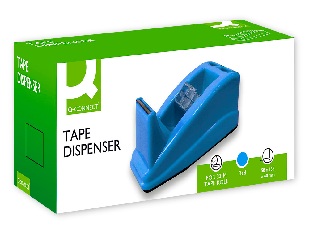 DESENROLADOR SECRETARIA Q-CONNECT PLASTICO PARA FITAS DE 33 MT COR AZUL 135X58X60 MM