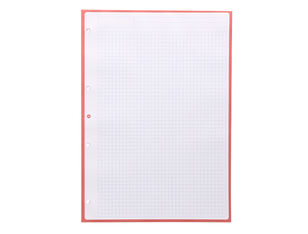 RECARGA COLADA ANTARTIK QUADRICULA DE 5MM DIN A4 100 F 90 GR 4 FUROS 1 BANDA MOLDURA COR ROSA
