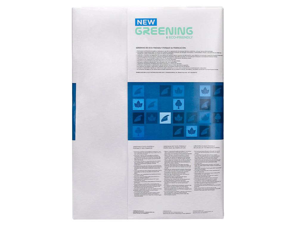 PAPEL FOTOCOPIA GREENING DIN A3 80 GR EMBALAGEM DE 500 FOLHAS