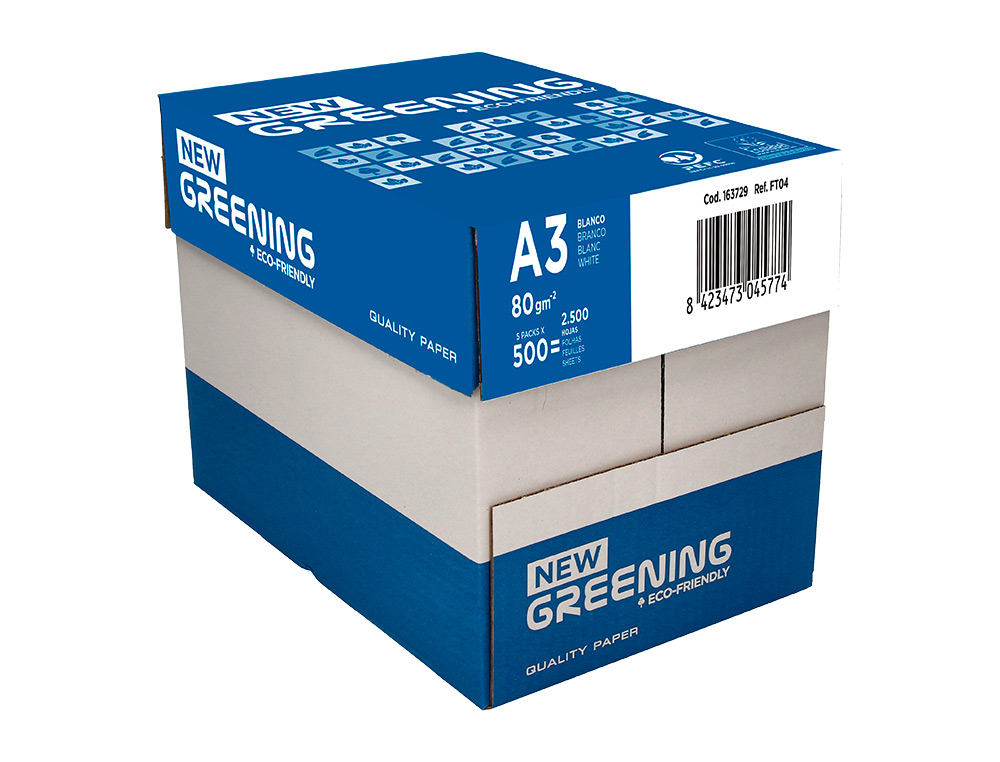 PAPEL FOTOCOPIA GREENING DIN A3 80 GR EMBALAGEM DE 500 FOLHAS