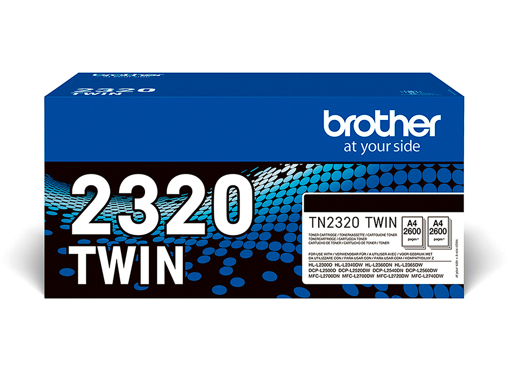TONER BROTHER TN-2320 DCPL2520DW / 2540D / MFCL2700DW / 2720DW / 2740DW PRETO 2600 PAGINAS PACK 2 UNIDADES