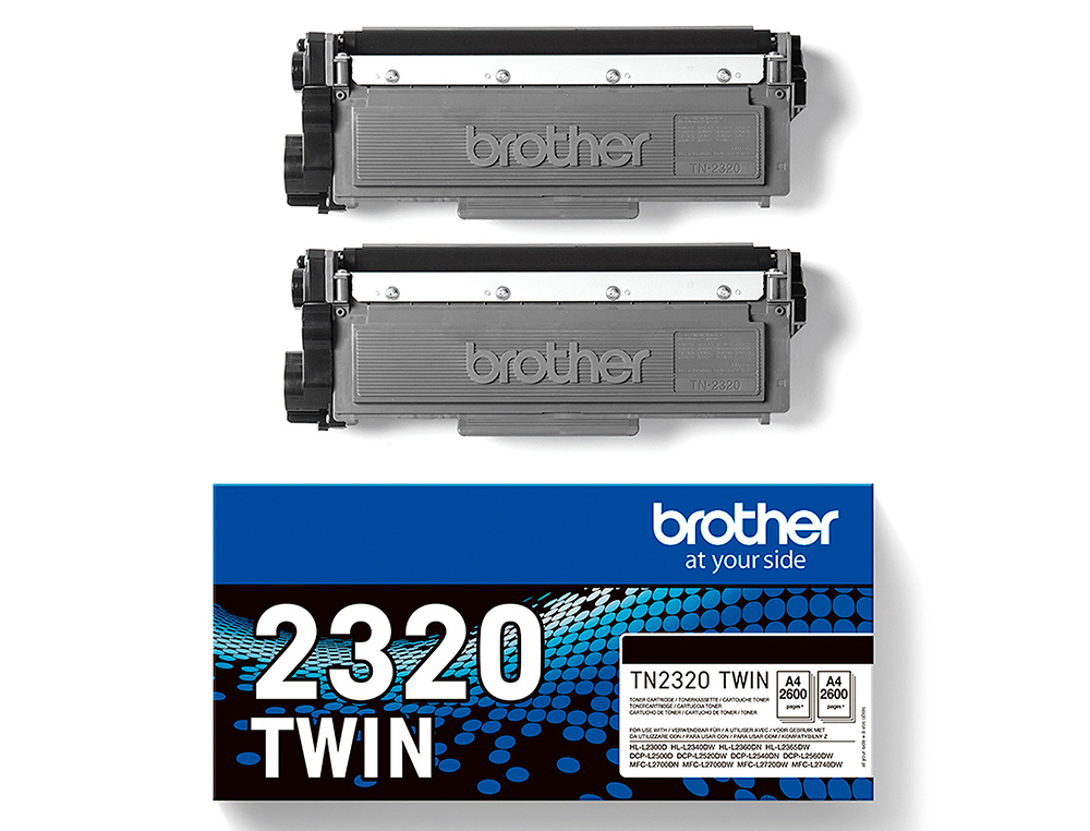 TONER BROTHER TN-2320 DCPL2520DW / 2540D / MFCL2700DW / 2720DW / 2740DW PRETO 2600 PAGINAS PACK 2 UNIDADES