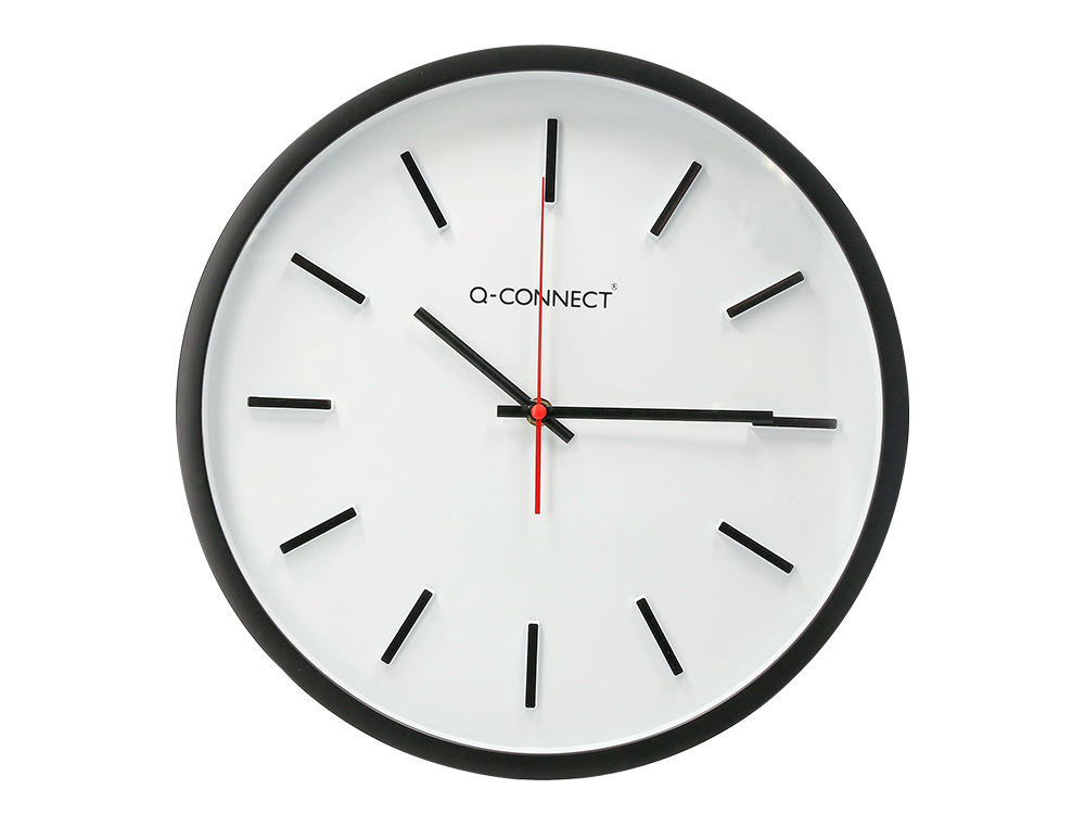 RELOGIO Q-CONNECT DE PAREDE DE PLASTICO REDONDO 34,4 CM MOVIMENTO SILENCIOSO COR PRETO