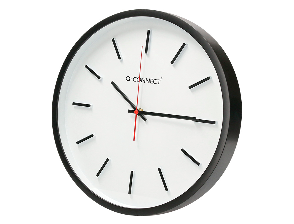 RELOGIO Q-CONNECT DE PAREDE DE PLASTICO REDONDO 34,4 CM MOVIMENTO SILENCIOSO COR PRETO