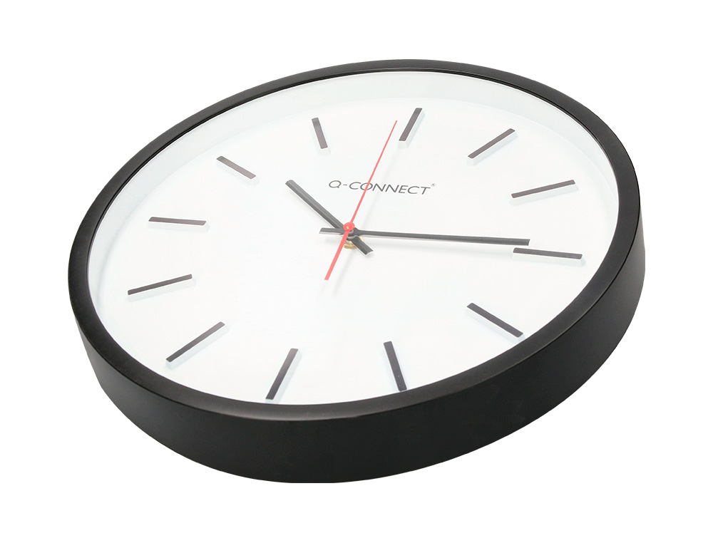 RELOGIO Q-CONNECT DE PAREDE DE PLASTICO REDONDO 34,4 CM MOVIMENTO SILENCIOSO COR PRETO