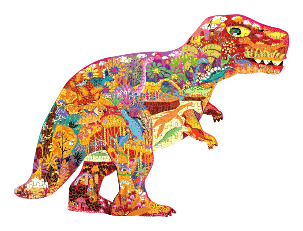 PUZZLE MIDEER MUNDO DE DINOSSAUROS COM FORMA ANIMAL GRANDE 280 PECAS