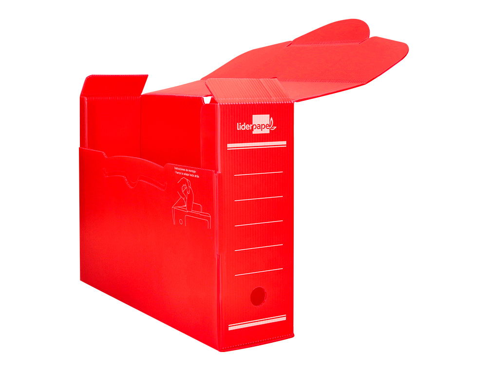 CAIXA PARA ARQUIVO MORTO LIDERPAPEL EM POLIPROPILENO VERMELHO FORMATO 360X260X100 MM