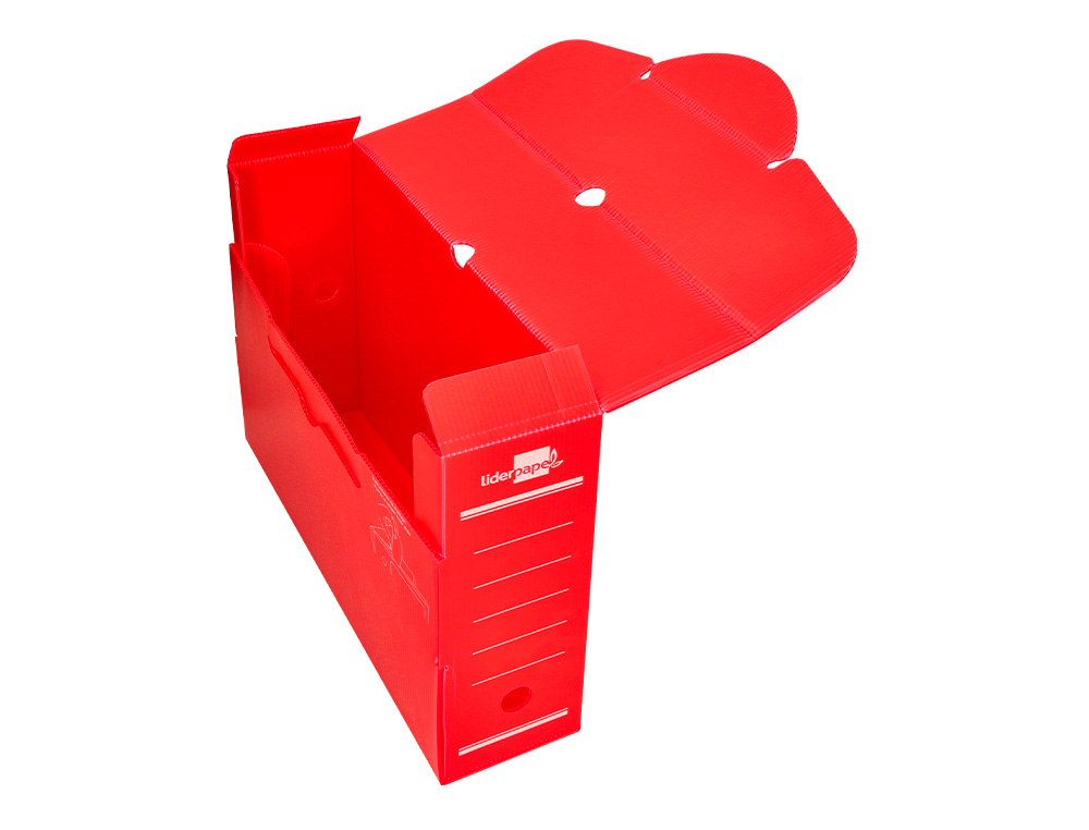 CAIXA PARA ARQUIVO MORTO LIDERPAPEL EM POLIPROPILENO VERMELHO FORMATO 360X260X100 MM