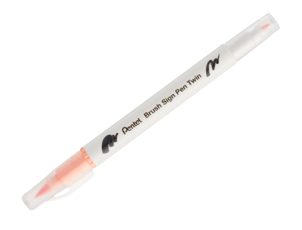 PINCEL PENTEL BRUSH SIGN PEN COM PONTA DUPLA COR LARANJA PALIDO